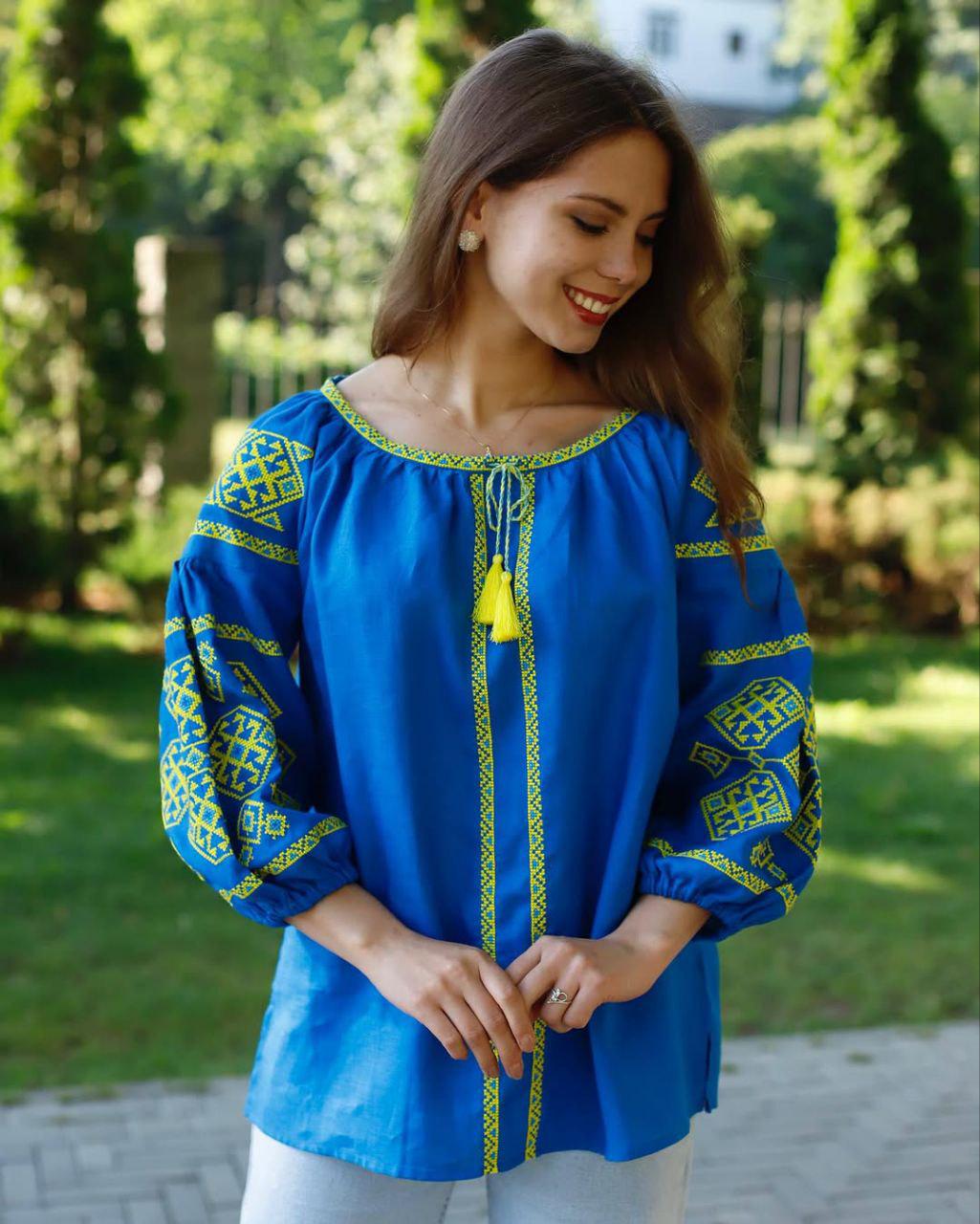 Вышиванка женская р. 44 Синий (682)