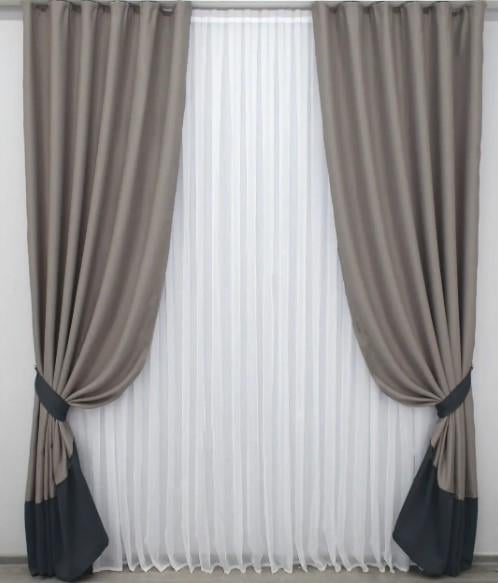 Комплект штор блекаут 1,5х2,75 м 2 шт. Какао/Серый (009дк)