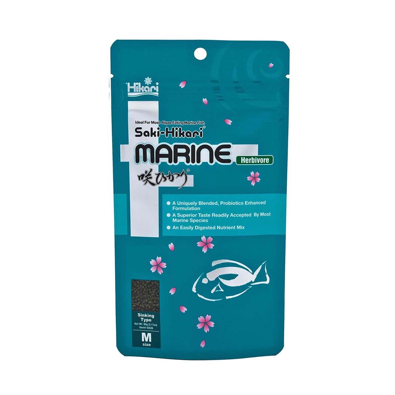 Корм Премиум Saki-Hikari Marine Herbivore для морских растительноядных рыб 3-10 см гранулы 1,5-1,8 мм 90 г тонущий (43526)