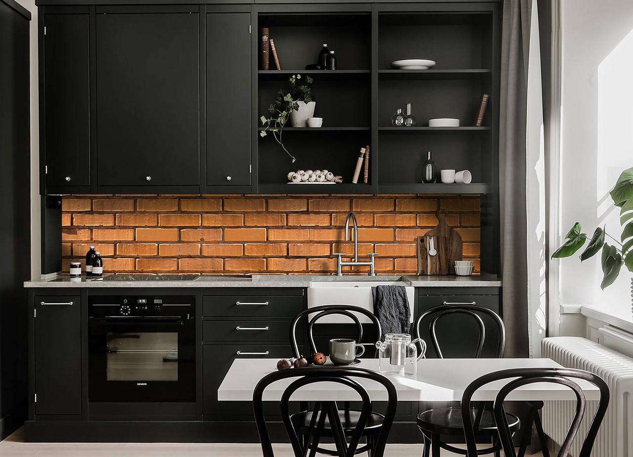 Кухонный фартук Красный кирпич из самоклеющейся виниловой пленки 60х250 см Коричневый