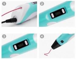 Ручка для рисования 3D Pen 2 и пластик с трафаретами 50 м Голубой - фото 5