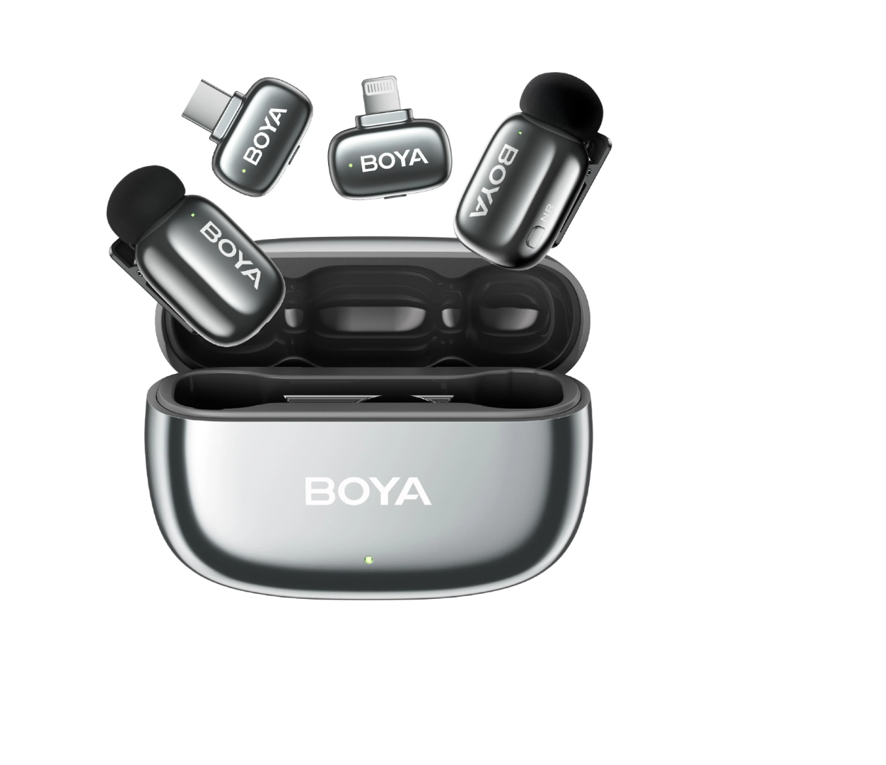 Микрофон петличный Boya mini 2 Lunar COMBO Lightning+USB Type-C 2026 с зарядным кейсом для iPhone и Android беспроводной (50073)