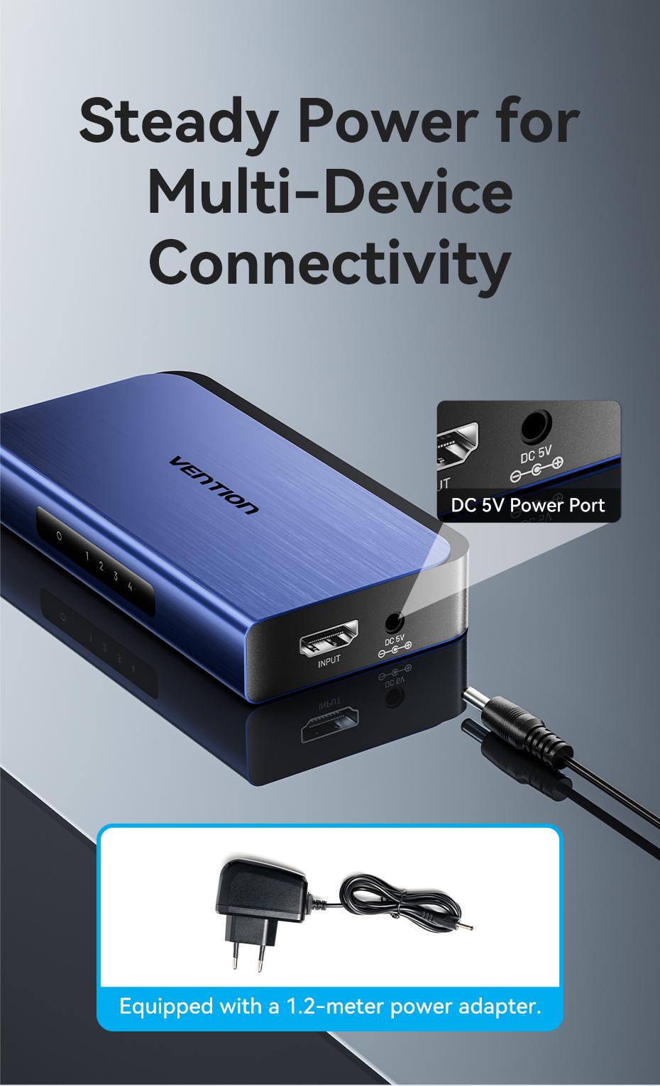 Розгалужувач Vention HDMI 1x4 4K 60Hz HDMI 2.0 HDR HDCP 2.2 Dolby Atmos алюмінієвий Синій (AKFL0-EU) - фото 13 Розгалужувач Vention HDMI 1x4 4K 60Hz HDMI 2.0 HDR HDCP 2.2 Dolby Atmos алюмінієвий Синій (AKFL0-EU) - фото 13