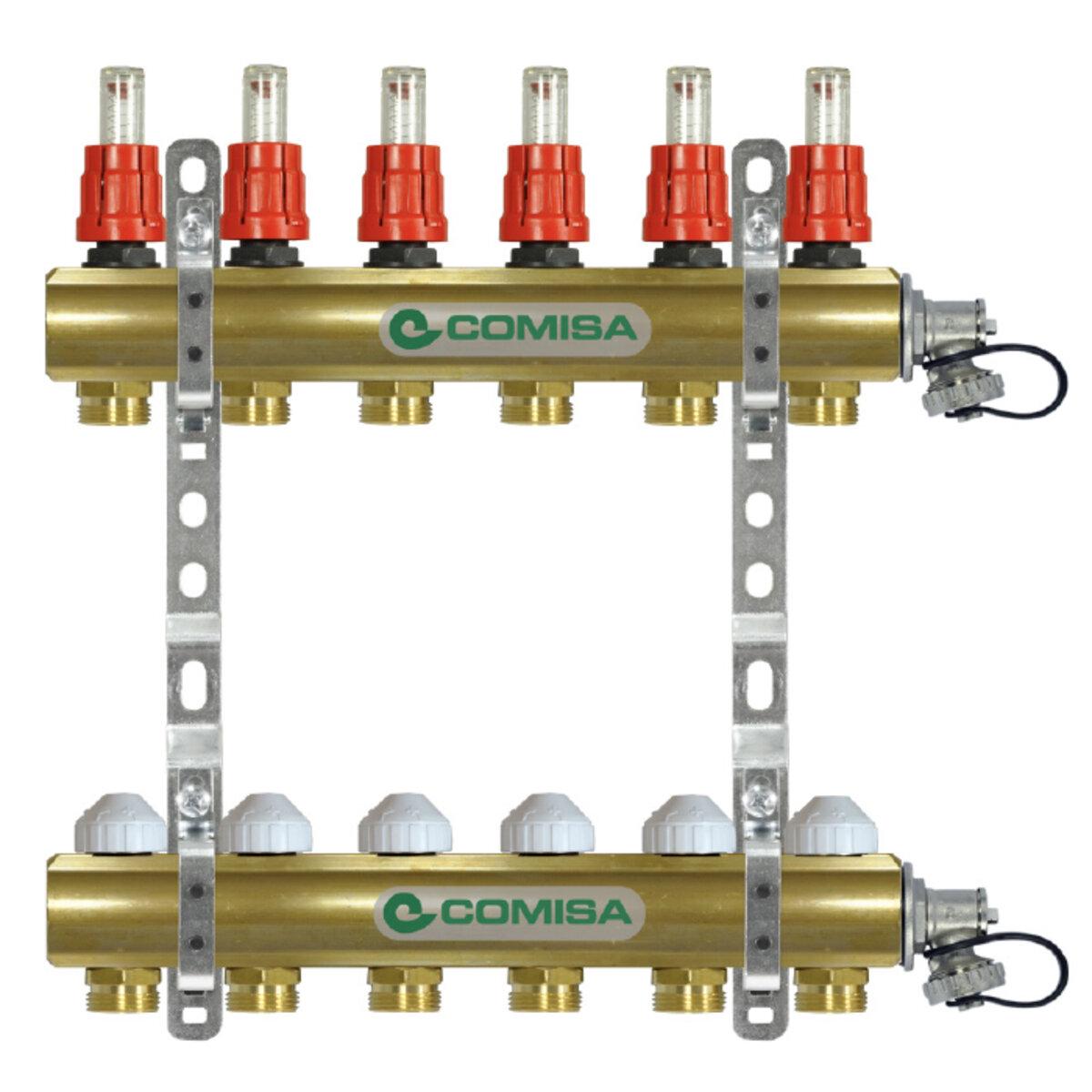 Распределитель для отопления COMISA 3/4" 12 выходов с расходомерами (TK-88.10.543)
