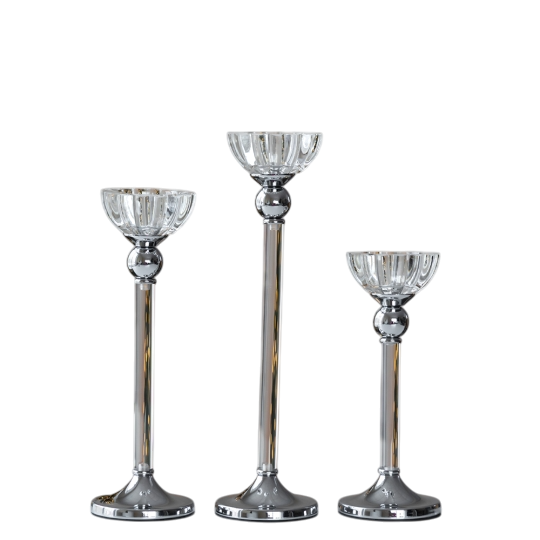 Набор подсвечников Сияние классики из стекла и металла 21,5-31 см 3 шт. Прозрачный (150-81-9285-006) Набор подсвечников Сияние классики из стекла и металла 21,5-31 см 3 шт. Прозрачный (150-81-9285-006)