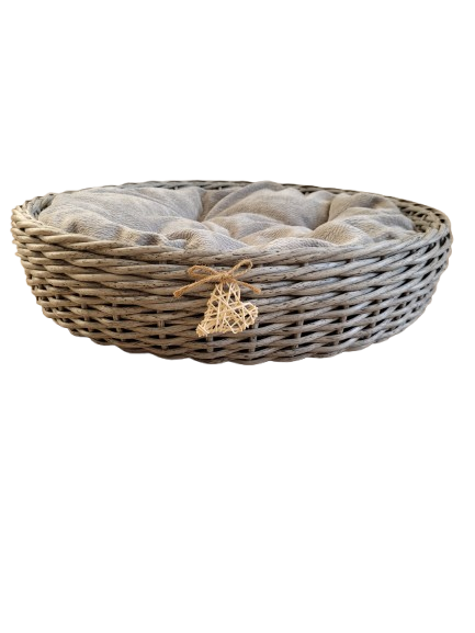 Лежак для тварин із штучного ротангу ручної роботи M Срібно-сірий (331003) - фото 1 Лежак для тварин із штучного ротангу ручної роботи M Срібно-сірий (331003) - фото 1