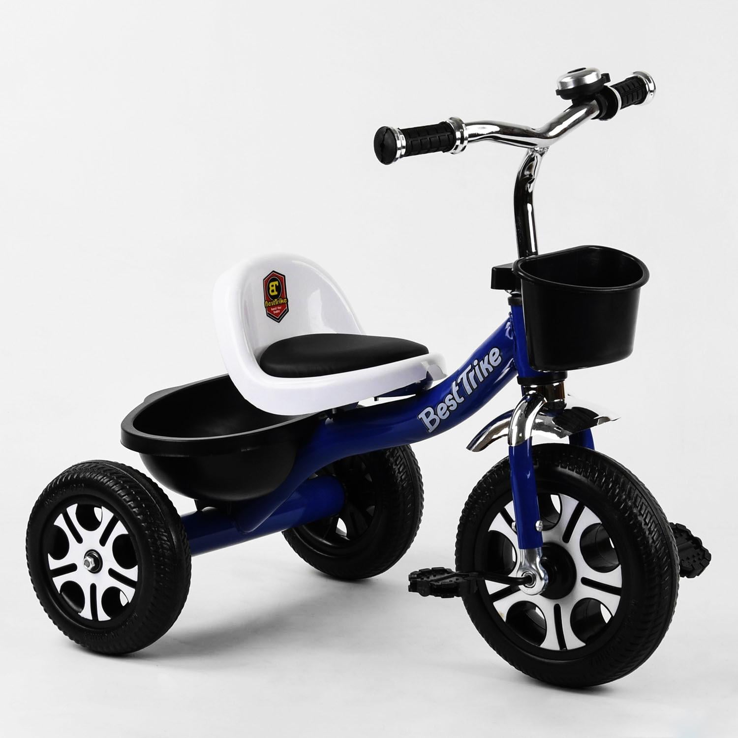 Детский велосипед трехколесный Best Trike звоночек 2 корзины Dark Blue (102424)