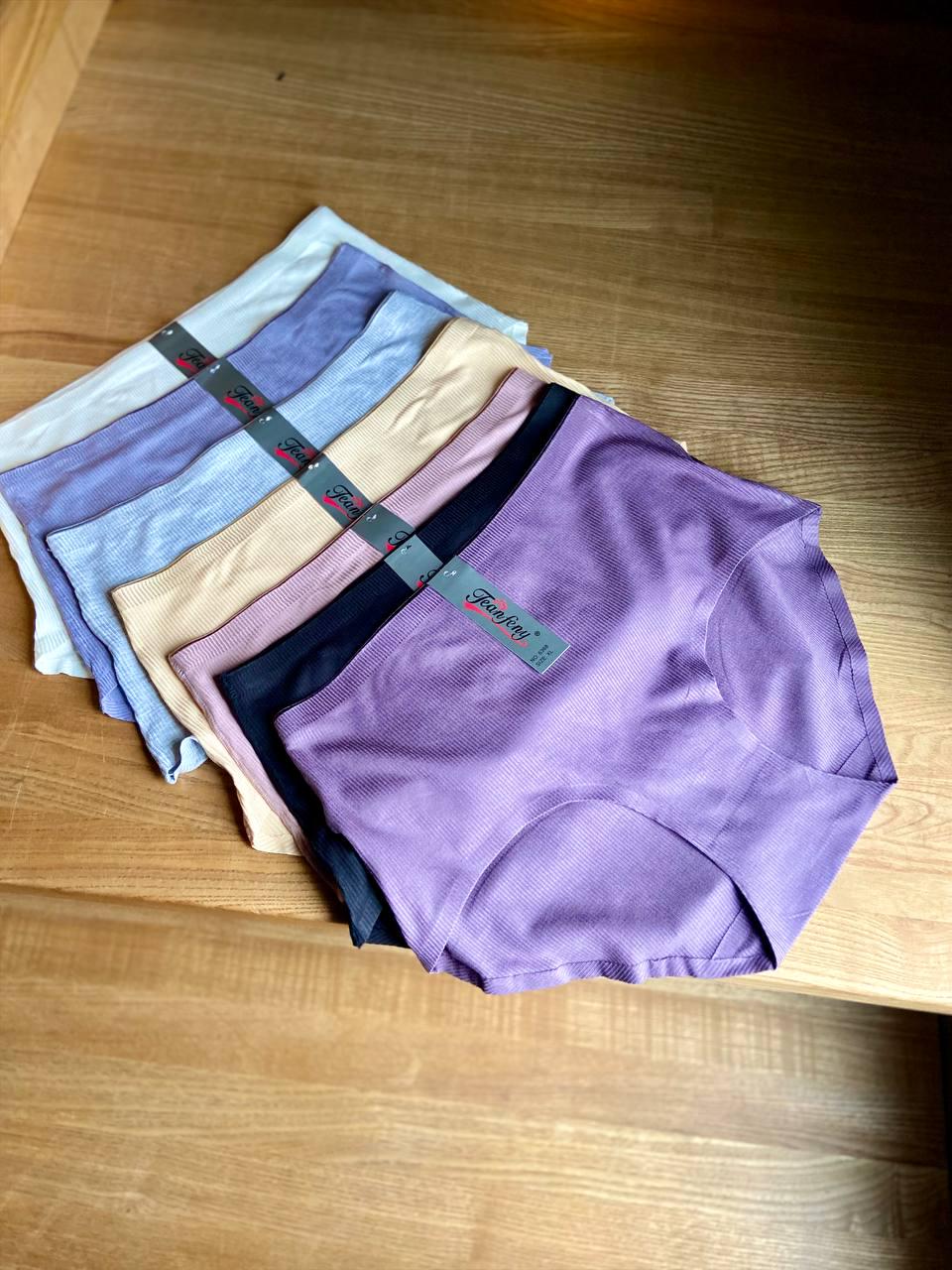 Трусы женские полубесшовные на повышенной посадке с имитацией рубчика 7 шт. 3XL (6368-2)