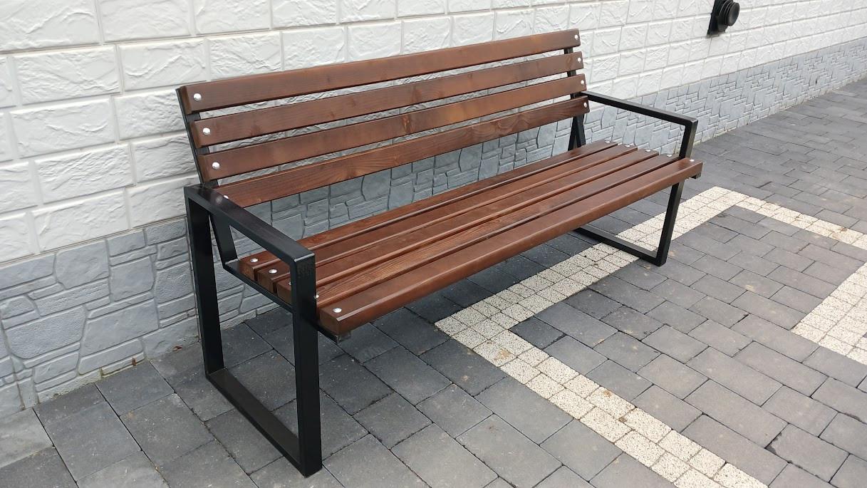 Скамейка садовая лофт со спинкой и подлокотниками 130 см Орех (33857754)