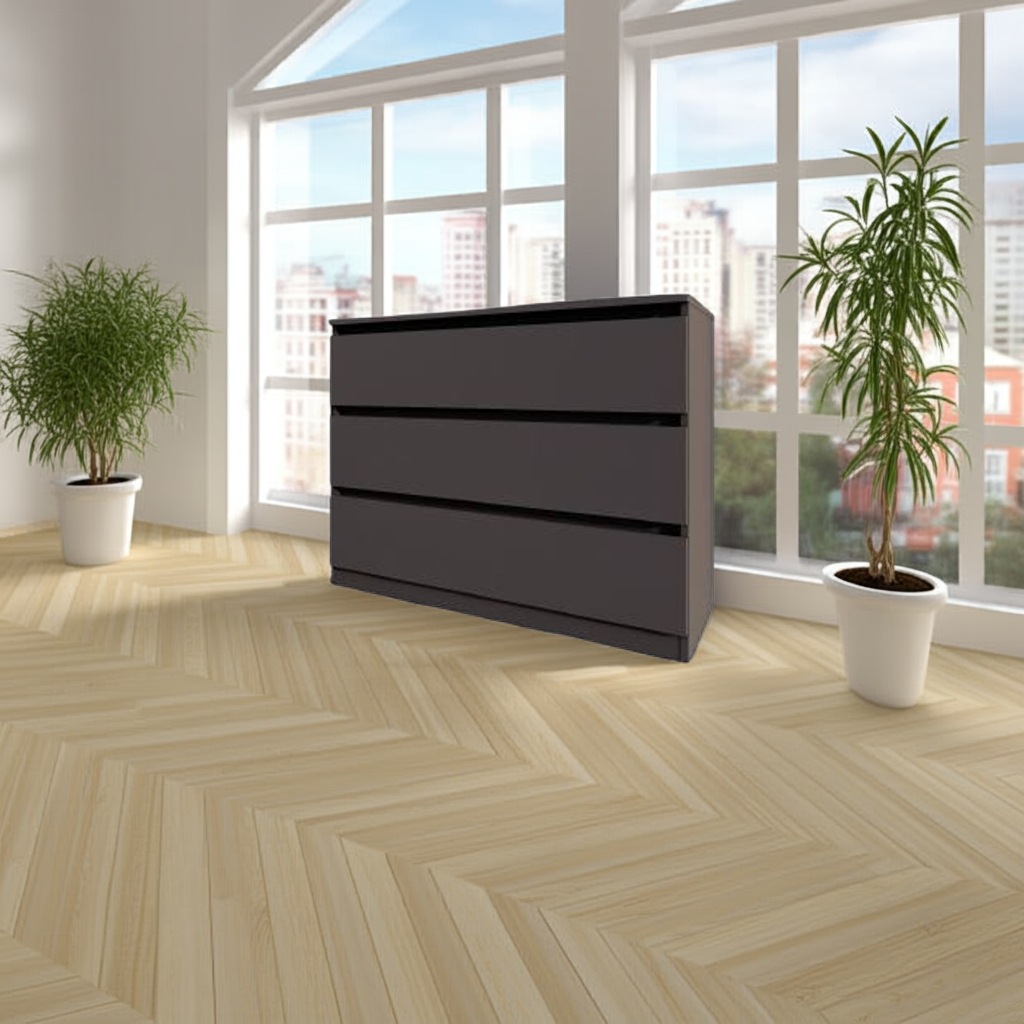 Комод MEBEX на 3 шухляди 100х40х77,4 см Сірий темний (VM3B1000DG) - фото 5