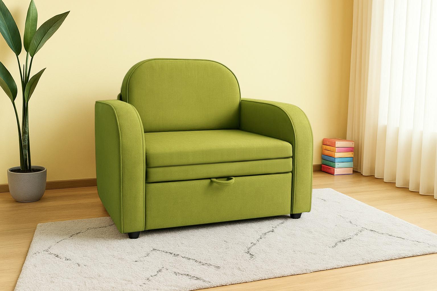 Диван-кресло мягкий раскладной Tobi Sho Дрим рогожка Bahama 1140х850х830 мм 17/Салатовый