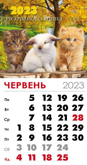 Календарь на 2023 год магнит Год кролика и котика