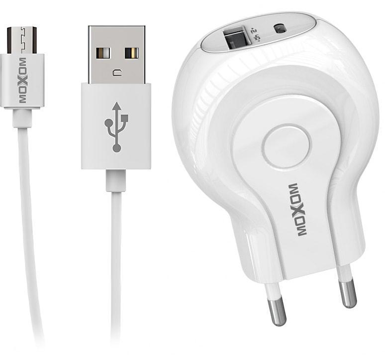 Зарядний пристрій Moxom MX-HC01 2 USB 2,4A кабель microUSB White (34896)