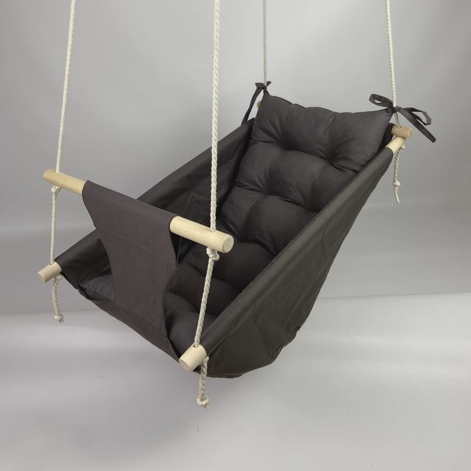 Детские качели подвесные хлопковые Колыбелька Темно-серый (gs-8800)