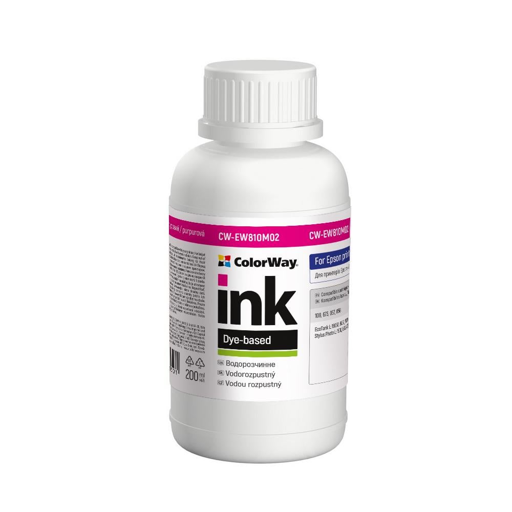 Чорнило ColorWay Epson L800/L810/L850 200 мл Magenta (CW-EW810M02) Чорнило ColorWay Epson L800/L810/L850 200 мл Magenta (CW-EW810M02)