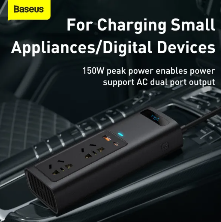 Інвертор автомобільний BASEUS Power Inverter QC3.0/PD3.0 150W зі швидкою зарядкою Чорний (CRNBQ-A01) - фото 11