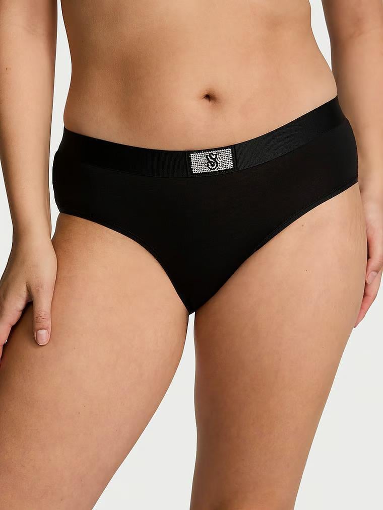 Трусики хлопковые Victoria's Secret Shine Patch Hiphugger Panty Black S Черный (269417727)