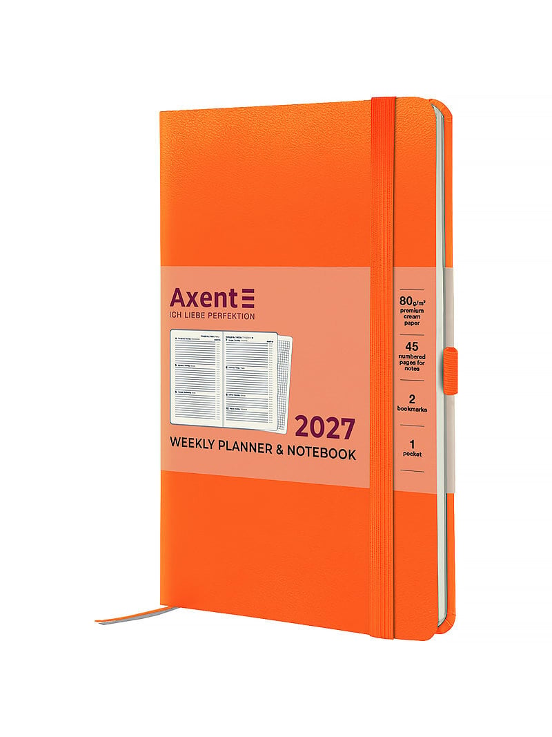 Еженедельник Axent 2027 Partner Strong 125x195 мм Оранжевый (8505-27-64-A) Еженедельник Axent 2027 Partner Strong 125x195 мм Оранжевый (8505-27-64-A)