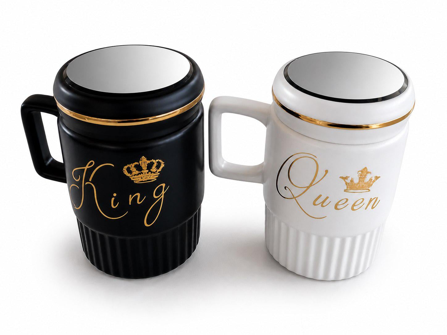 Чашки парні порцелянові King & Queen з кришкою 450 мл