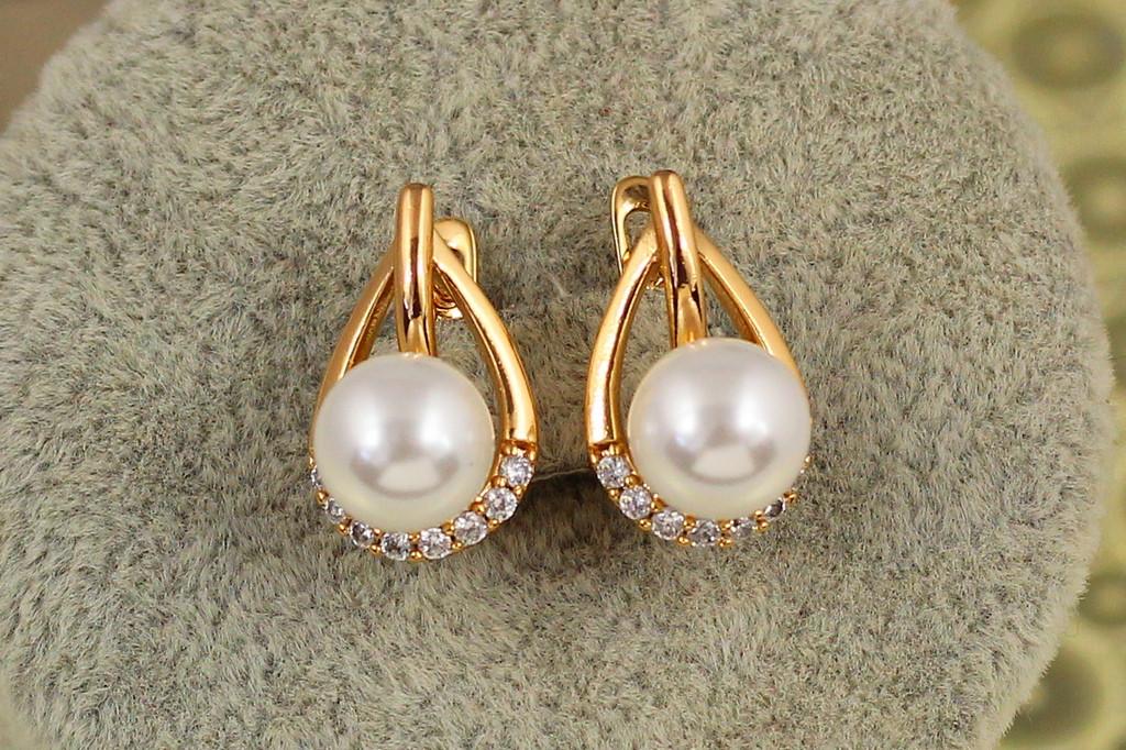 Серьги Xuping Jewelry вершина с жемчужиной 1,3 см Золотистый (2574112612)