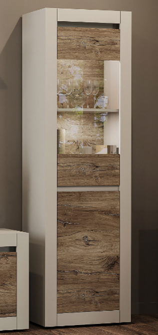 Пенал у вітальню Sokme Катанія 579х371х1935 мм Дуб флагшток/ Сірий (28488881)