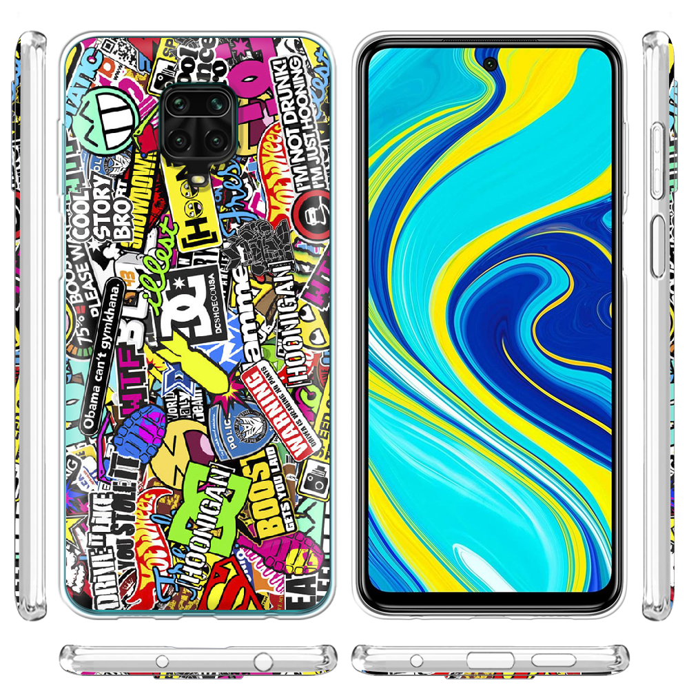 Чохол Boxface Xiaomi Redmi Note 9S Multicolored Inscriptions Прозорий силікон (39475-up880-39475) - фото 3