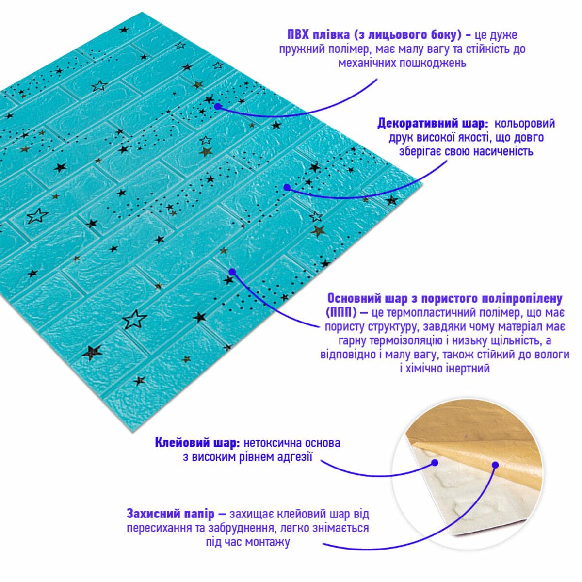 3D-панель самоклеюча 700х770х3 мм 321 Сині зірки (SW-00001342) - фото 2