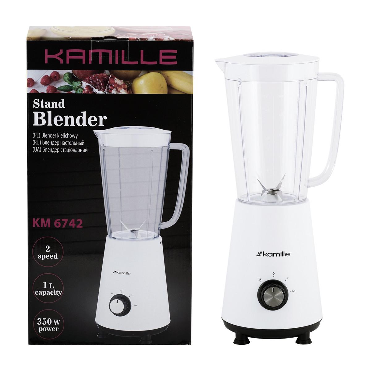 Стационарный блендер Kamille KM 6742 из полипропилена 350 W на 1 л с импульсным режимом Белый (106-84-6742)
