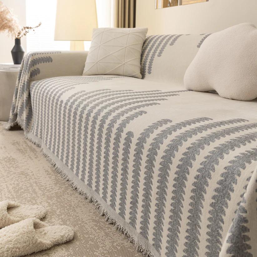 Плед покрывало на диван и кровать для мягкой мебели с узором 180х230 см Бело-серый - фото 6 Плед покрывало на диван и кровать для мягкой мебели с узором 180х230 см Бело-серый - фото 6