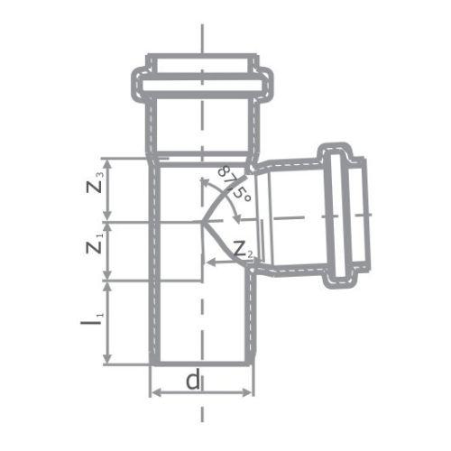 Тройник канализационный бесшумный Pestan S-Line ⌀ 110х110 мм 90º - фото 2