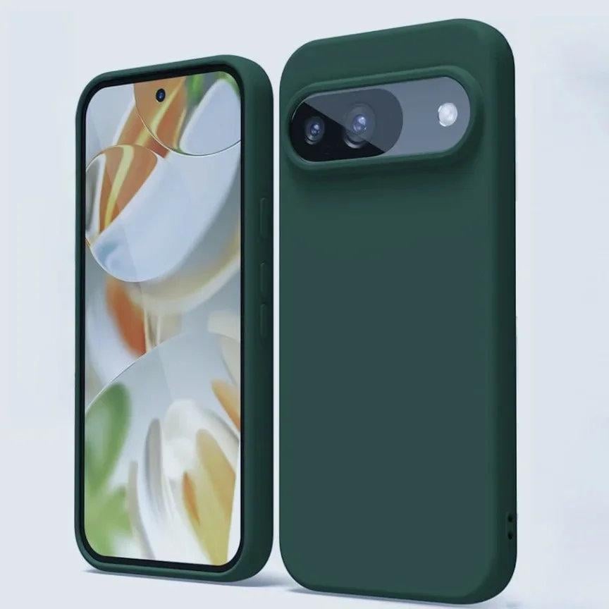 Чехол силиконовый для Google Pixel 9/9 Pro с микрофиброй внутри Темно-зеленый (3089772718)