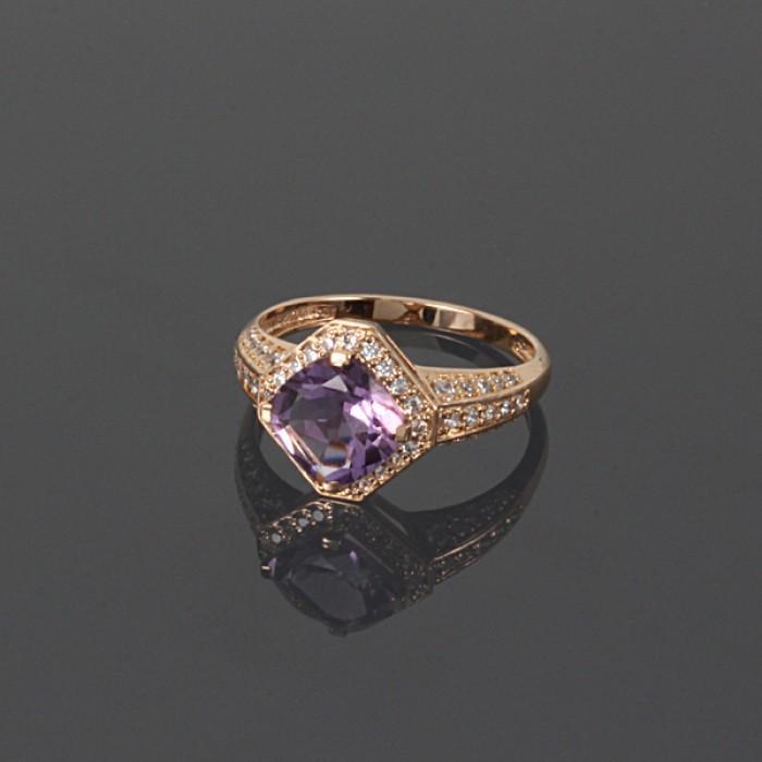Кільце жіноче з червоного золота з аметистом (2246276927)