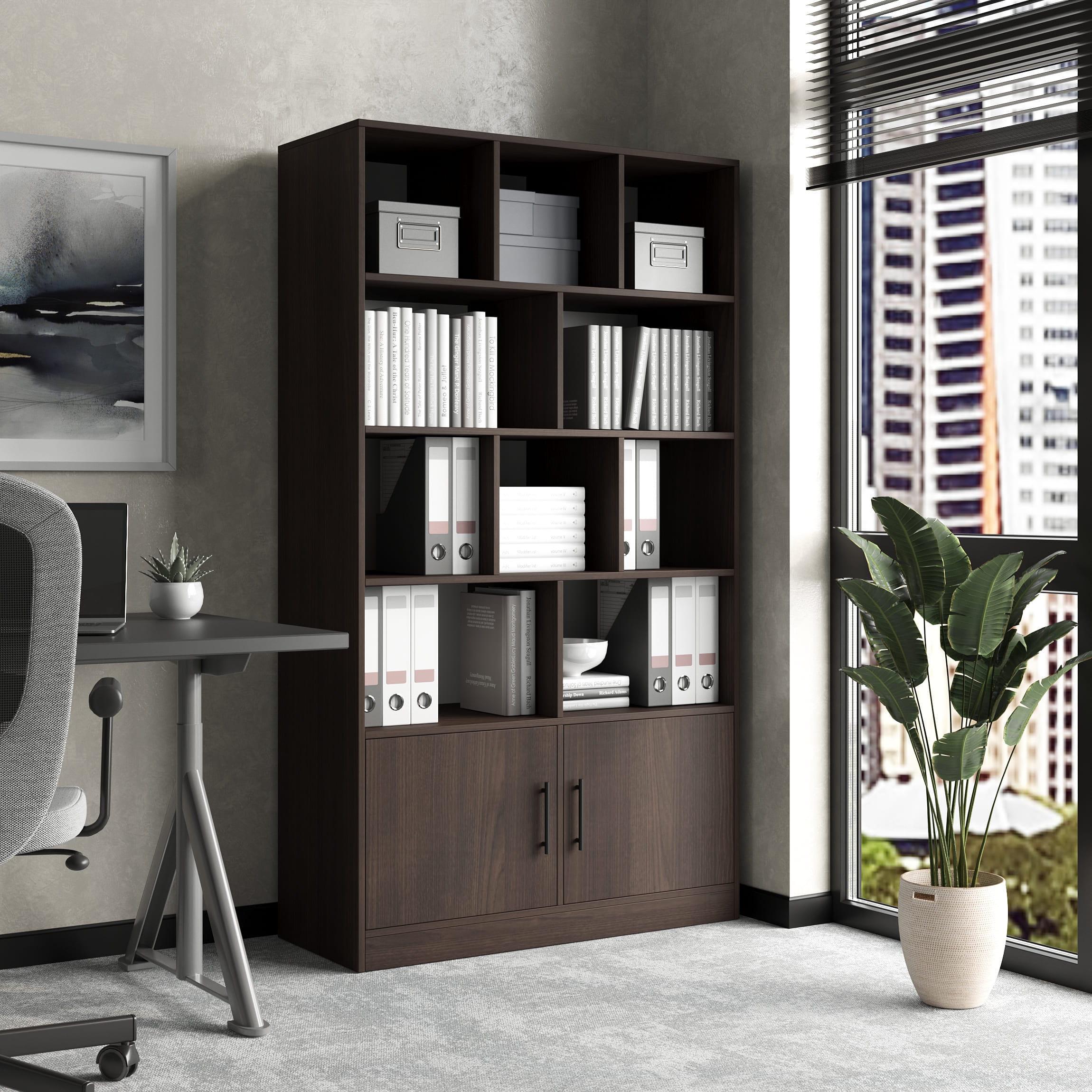 Шкаф-стеллаж на 2 дверки с открытыми полками Венге (380765)