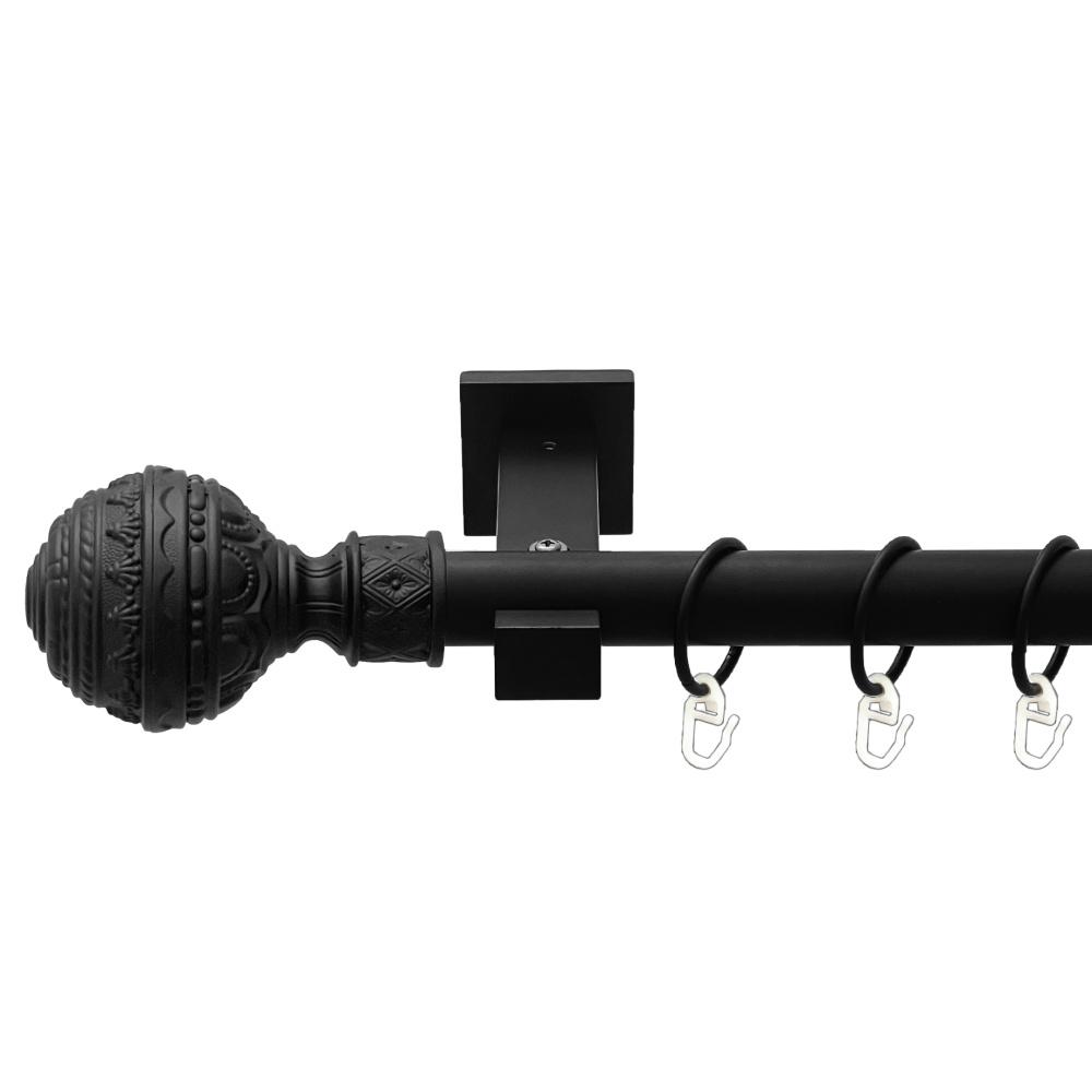 Карниз металлический Orvit Арабеска однорядная техно/гладкая труба/кольцо металлическое Черный Бархат 25 мм 300 см (00-00025403)