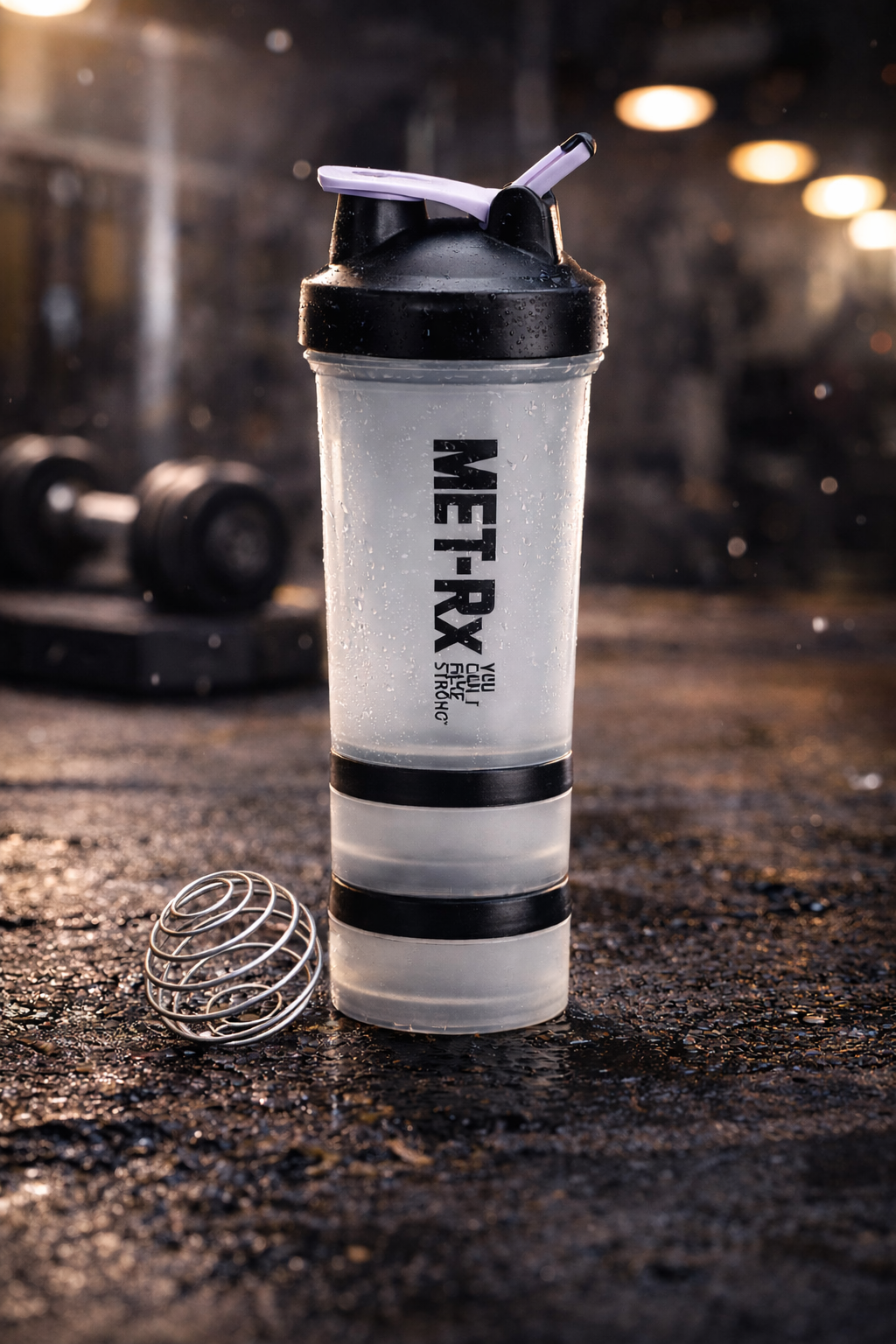 Шейкер спортивный MET-Rx 450 мл на 2 отсека Черный с прозрачным (27102593)