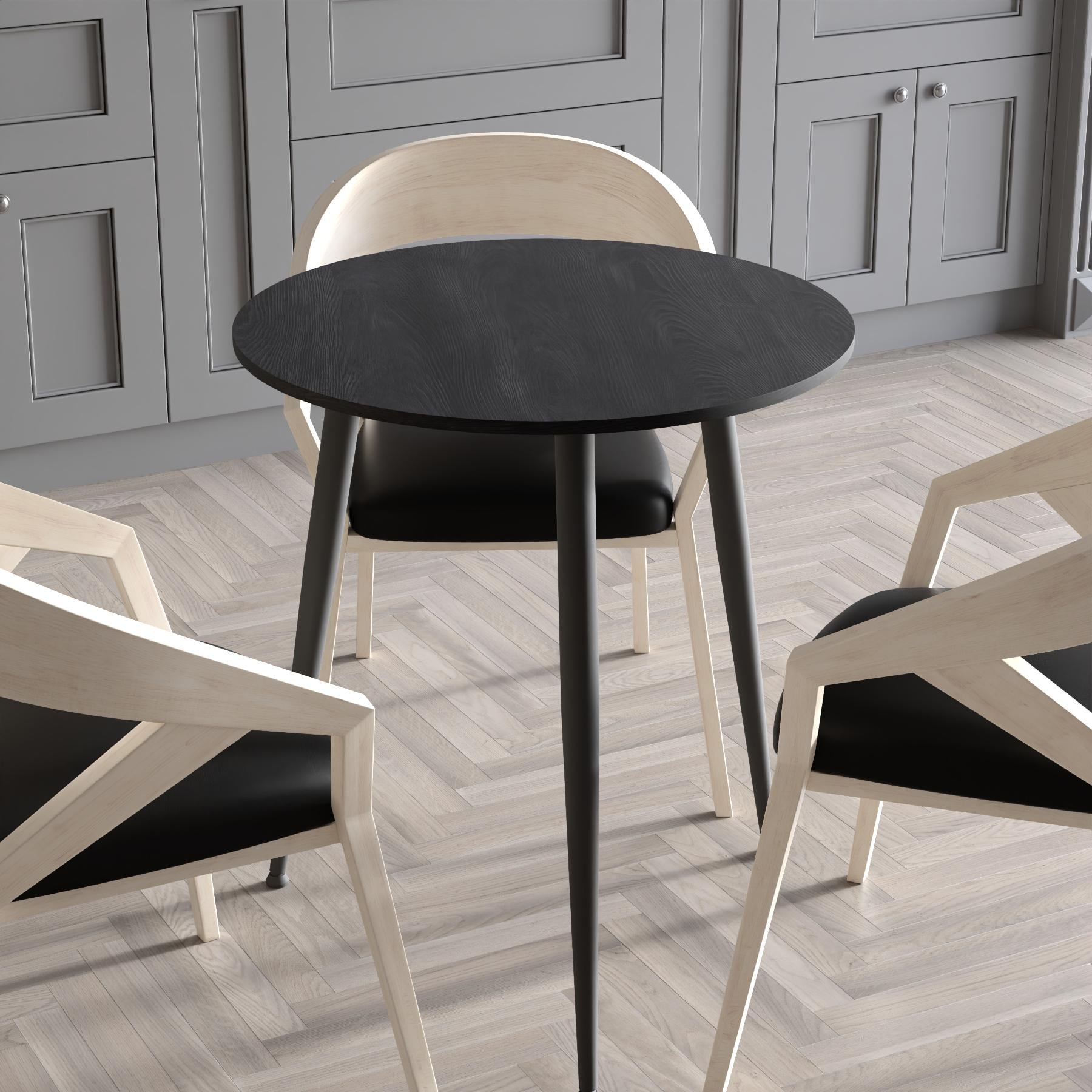 Обідній стіл круглий Ferrum-decor OPTIMA 3 ніжки конусні метал/ДСП 16 мм 750x670x670 мм Чорний/Дуб Каштан Арвадонна (FRD-107555)