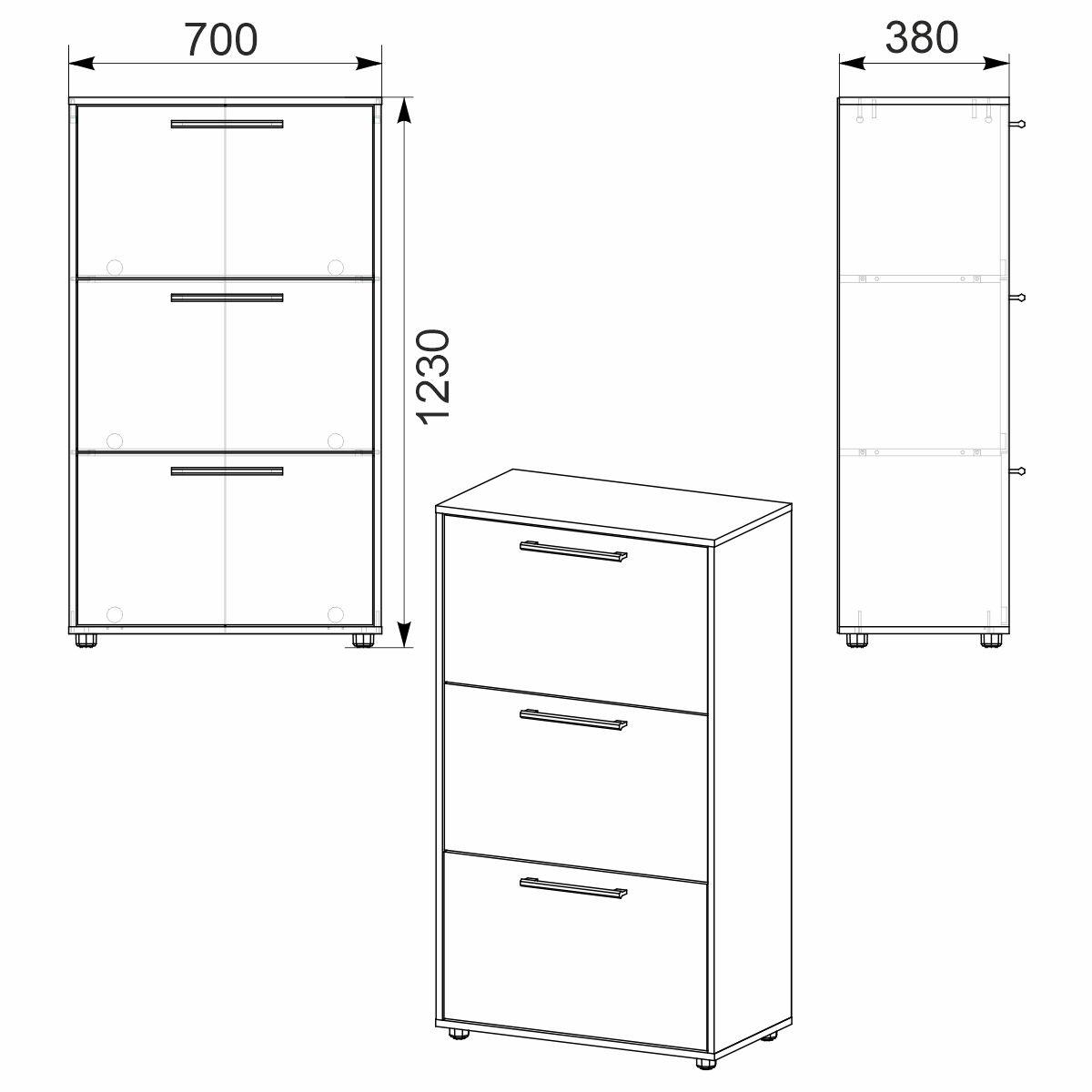 Тумба обувная Компанит ТО-20 70х38х123 см Яблоня (2666168) - фото 2