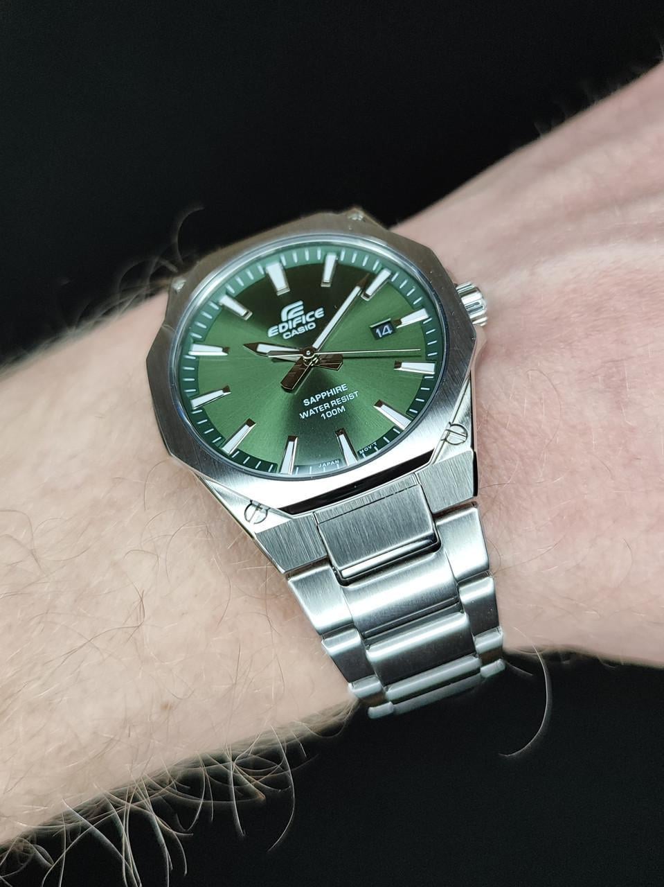 Наручные часы мужские Casio EFR-S108D-3A Edifice с сапфировым стеклом/стальным корпусом/водозащитой 100 м Зеленый (2733096482)