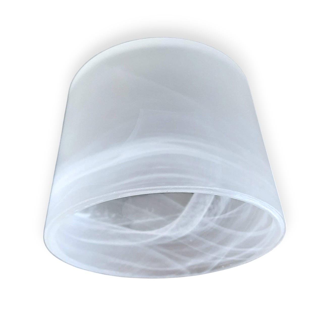 Плафон стеклянный трапеция Е27 Белый мраморный