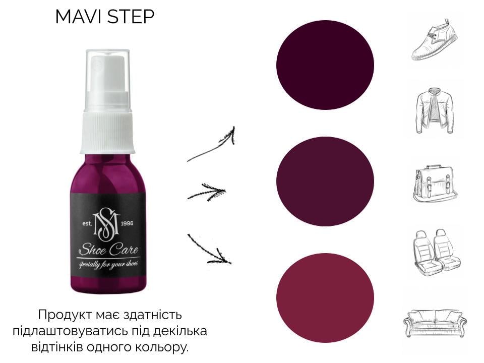 Фарба спрей для замші та нубуку MAVI STEP Nubuck Suede Spray 25 мл Темно-фіолетовий (E08/102/025) - фото 3