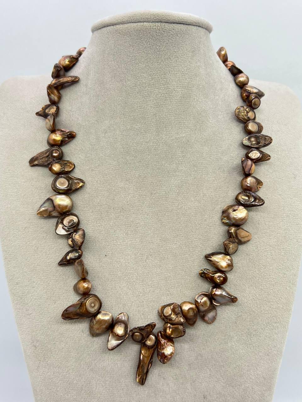 Намисто перли барочні 40 см Светло-коричневий (11397)