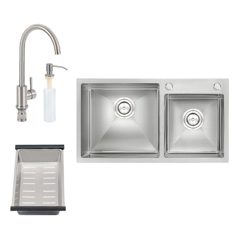 Кухонная мойка Q-tap S7843 2,7/1,0 мм Satin и смеситель/сушилка/дозатор для моющего средства (13975) Кухонная мойка Q-tap S7843 2,7/1,0 мм Satin и смеситель/сушилка/дозатор для моющего средства (13975)