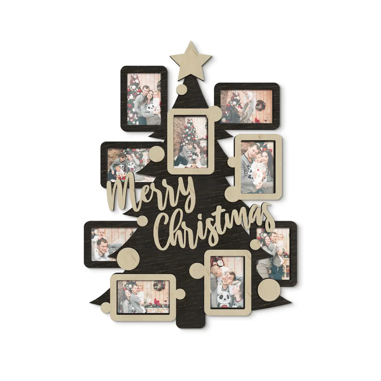 Фото-колаж Різдвяна ялинка на 9 фото Чорний (christmas_tree-4)