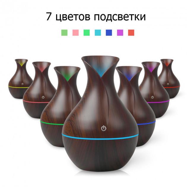 Увлажнитель воздуха Humidifier Ultrasonic Aroma с LED подсветкой 130 мл Темное дерево (1204754570) - фото 3