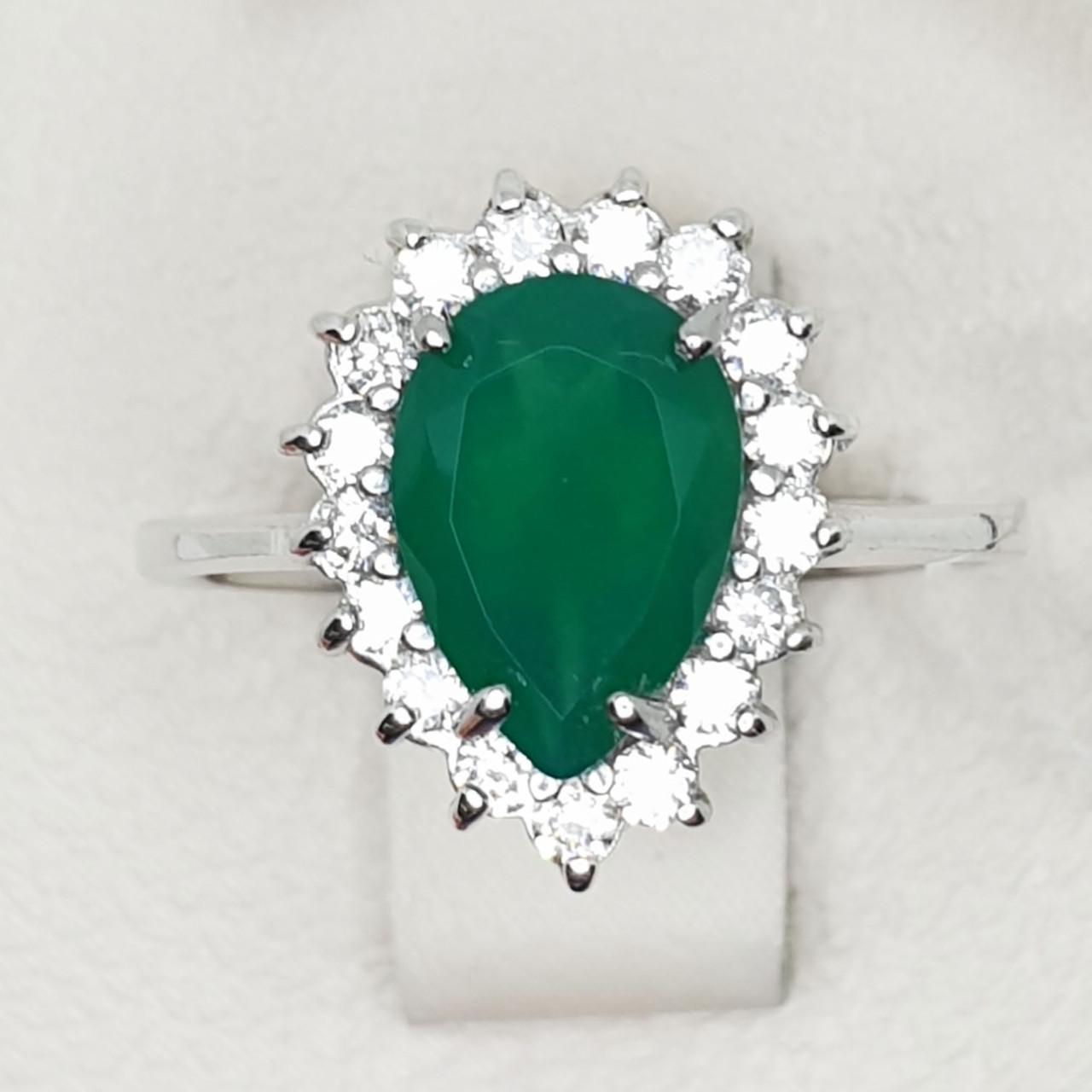 Кольцо серебряное с зеленым агатом р. 17,5 3,34 г (1428281118)