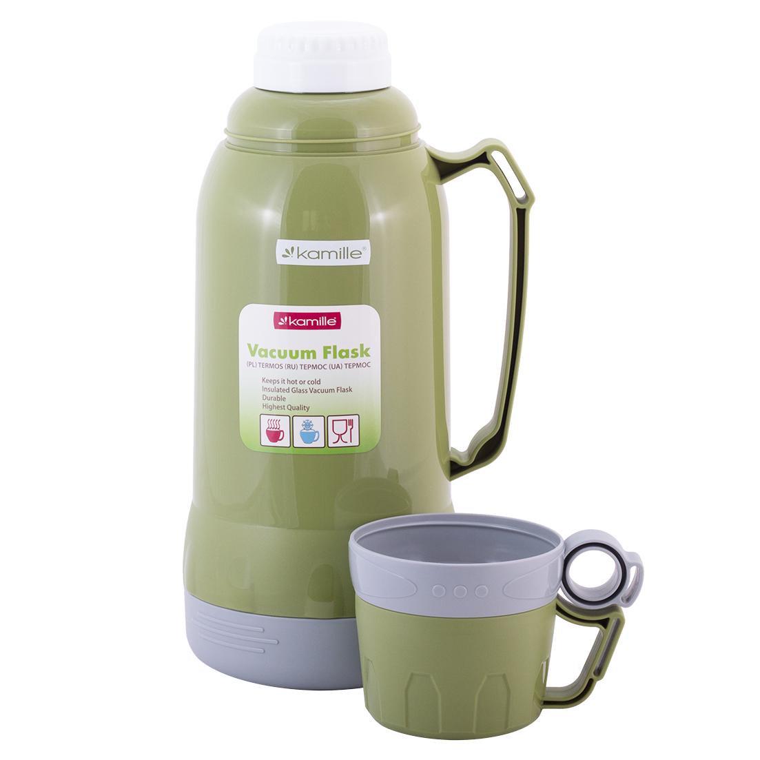 Термос Kamille Vizo 1800 мл зі скляною колбою Зелений (8431457) - фото 2 Термос Kamille Vizo 1800 мл зі скляною колбою Зелений (8431457) - фото 2
