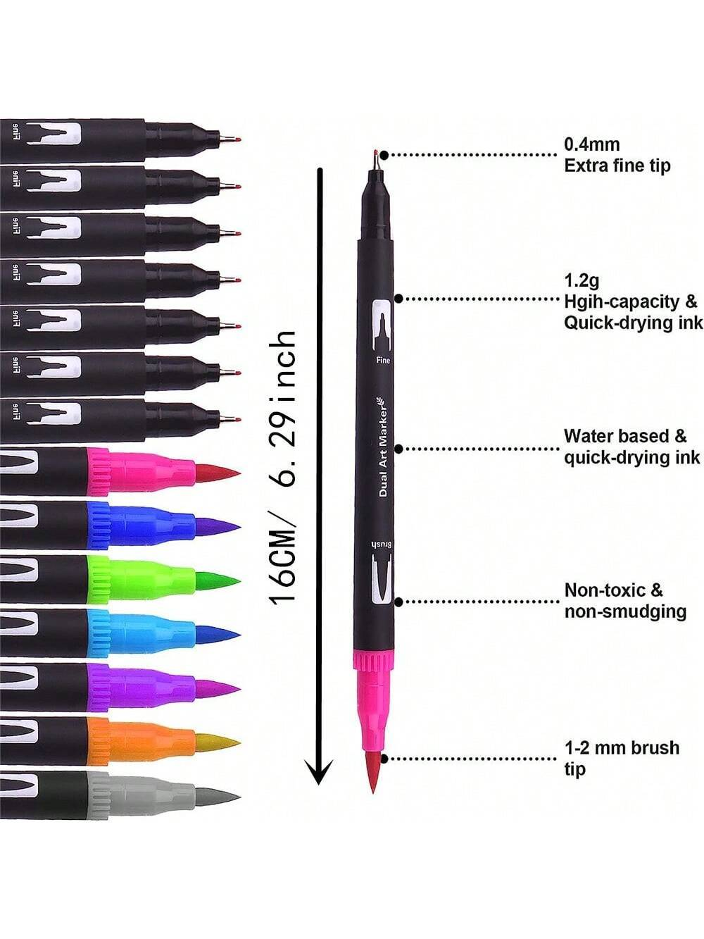 Набор двусторонних акварельных маркеров на водной основе с чехлом 60 шт. (784780601) - фото 2 Набор двусторонних акварельных маркеров на водной основе с чехлом 60 шт. (784780601) - фото 2
