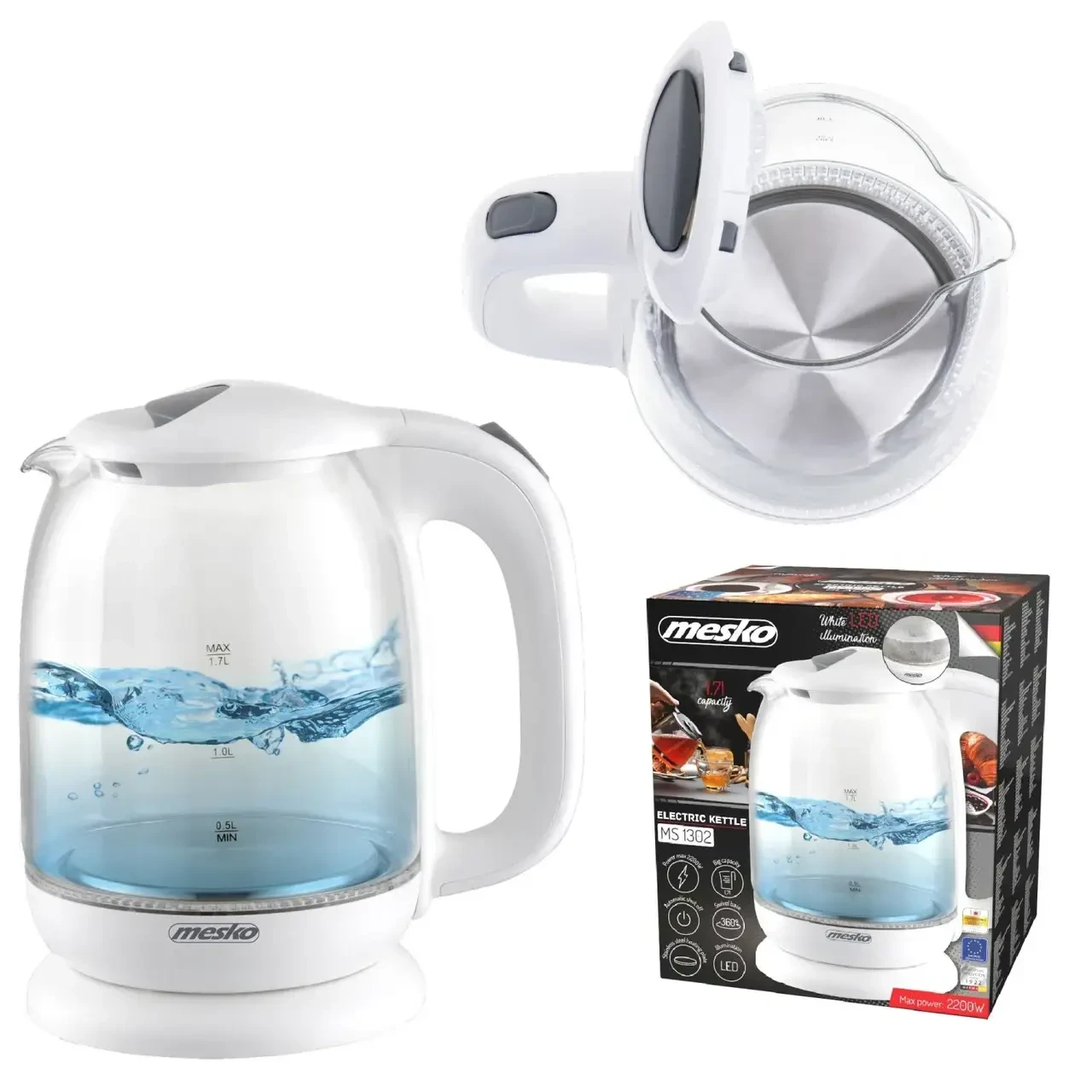 Чайник електричний Mesko MS 1302 1,7 л White - фото 5