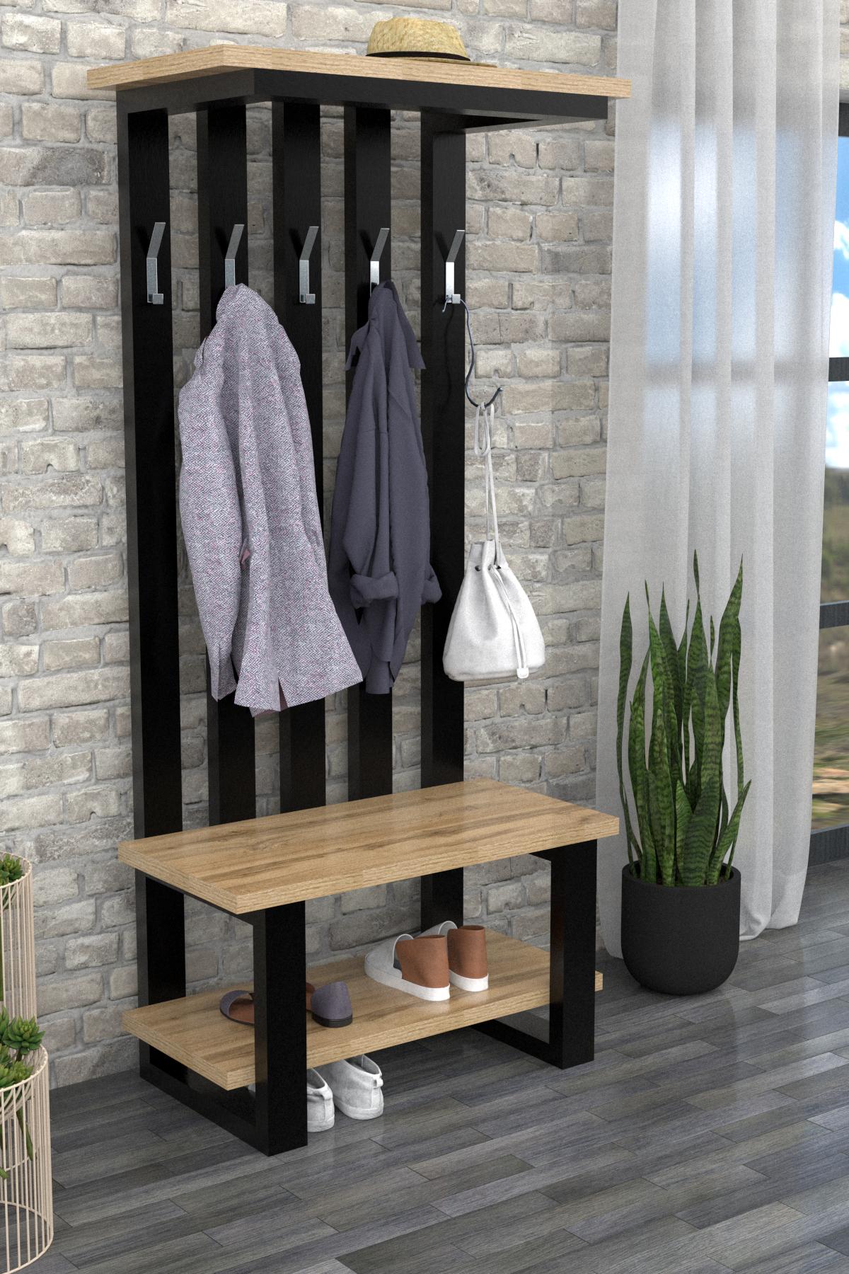 Вешалка с лавкой в стиле лофт Ecoloft DSP-1131 Дуб Аппалачи (23296064)