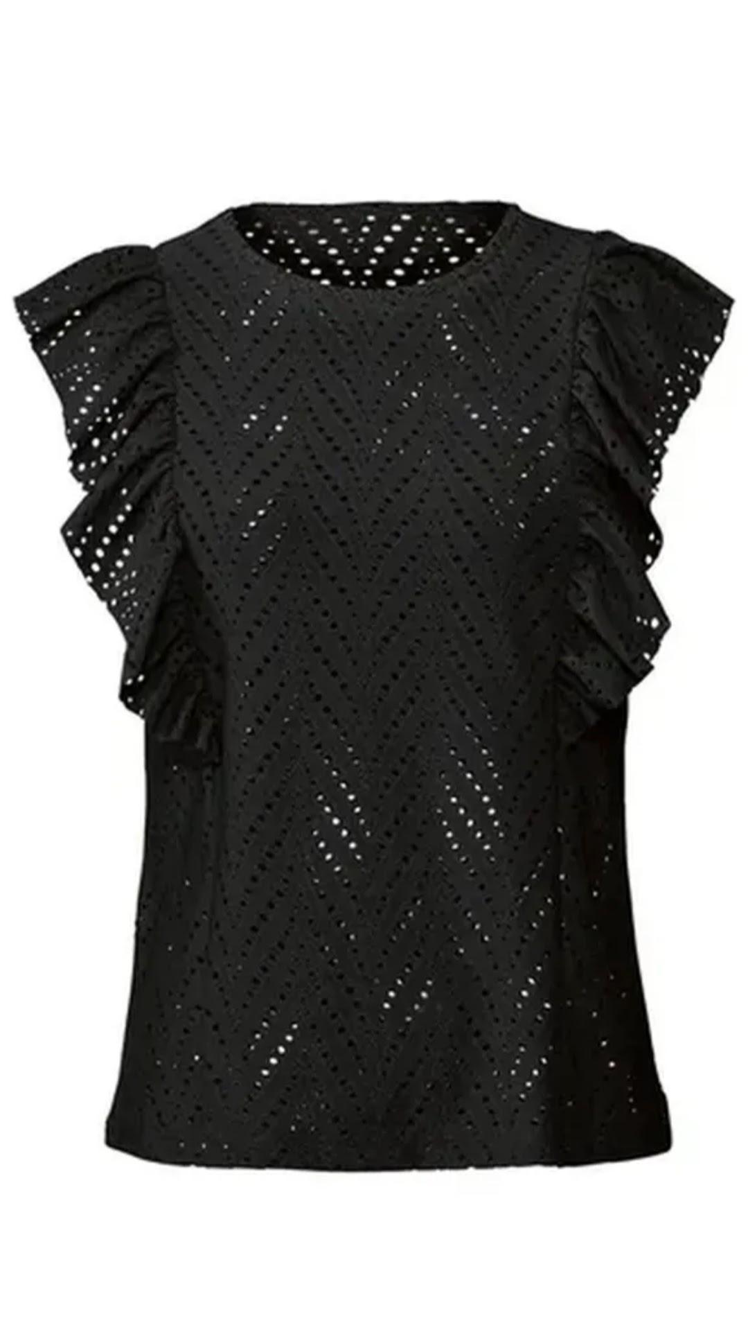 Майка женская-блуза прошва Esmara с воланами S Черный (835200_13)